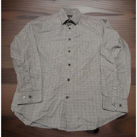 Express Other - Express Modern Fit Dotted Dress Shirt Gray Men’s M 15-15.5